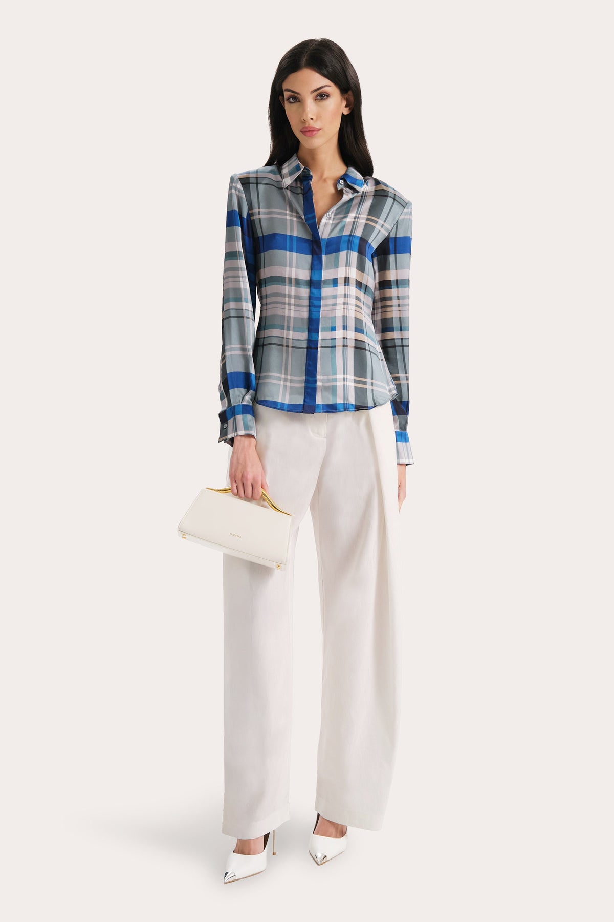 Elie Tahari Emma Tailored Silk Charmeuse Blouse