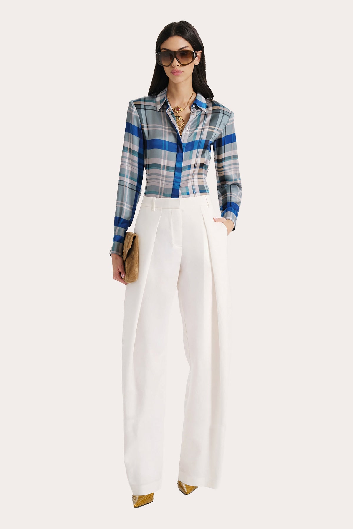 Elie Tahari Emma Tailored Silk Charmeuse Blouse