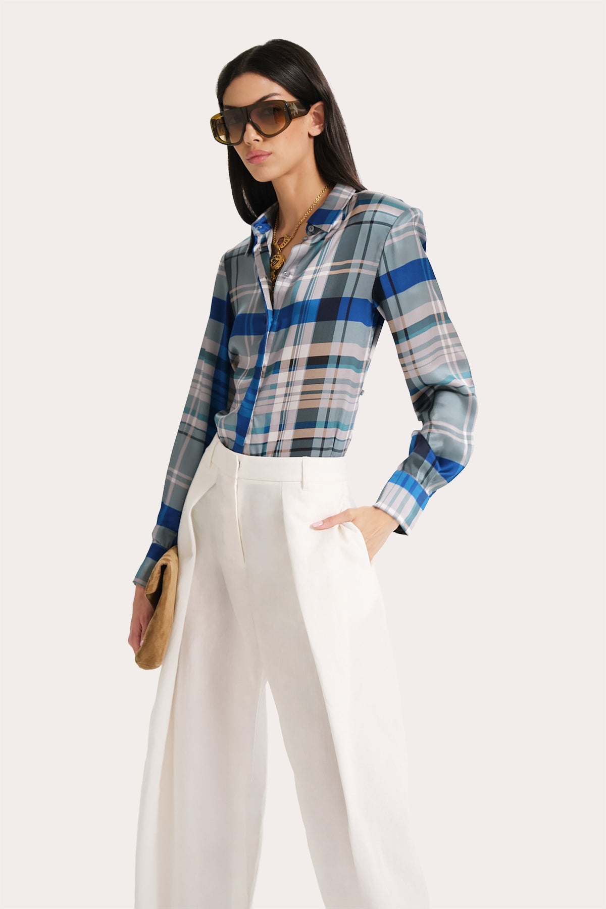 Elie Tahari Emma Tailored Silk Charmeuse Blouse