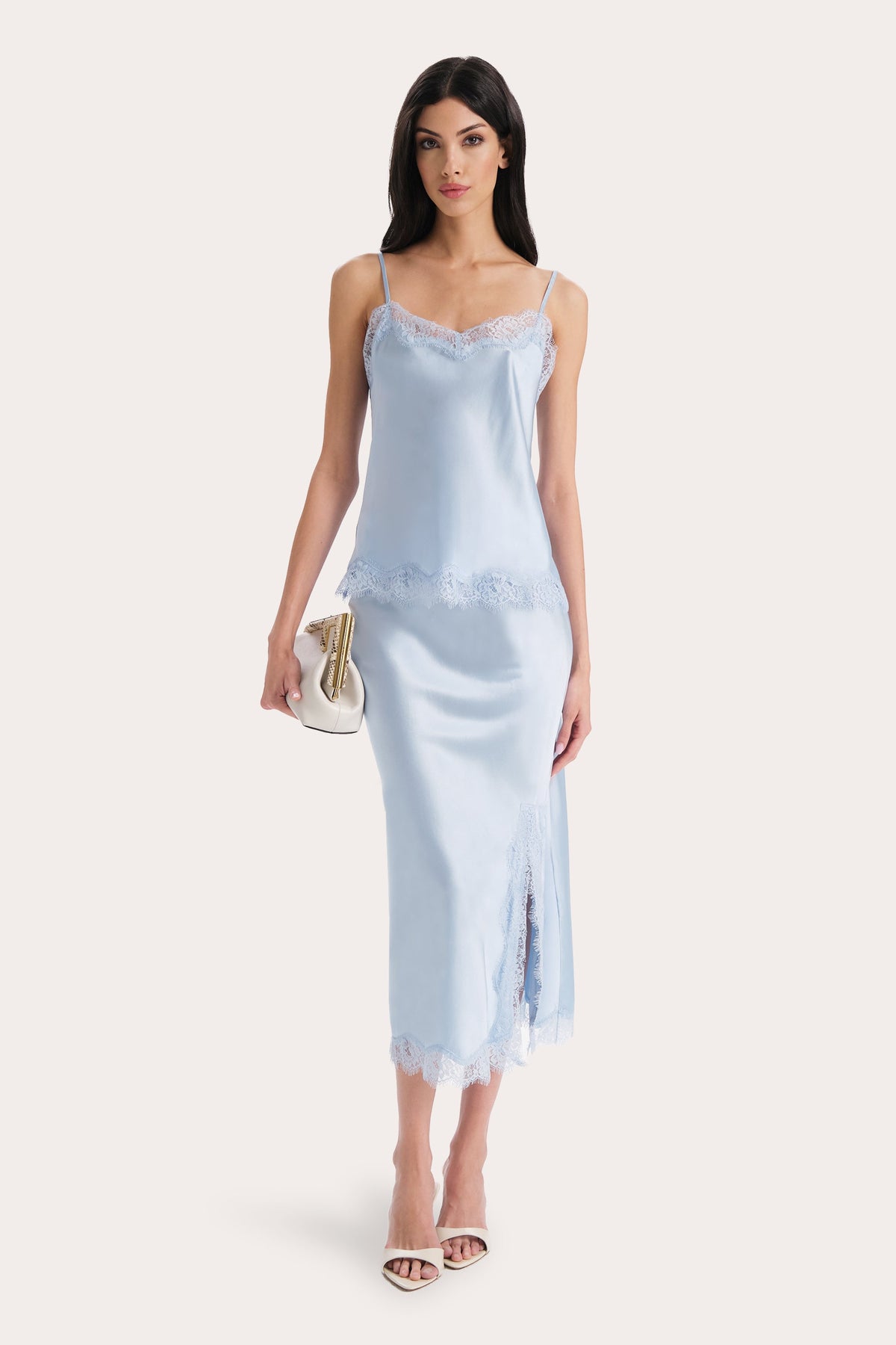 Elie Tahari Brooke Silk Charmeuse Lace Trim Cami