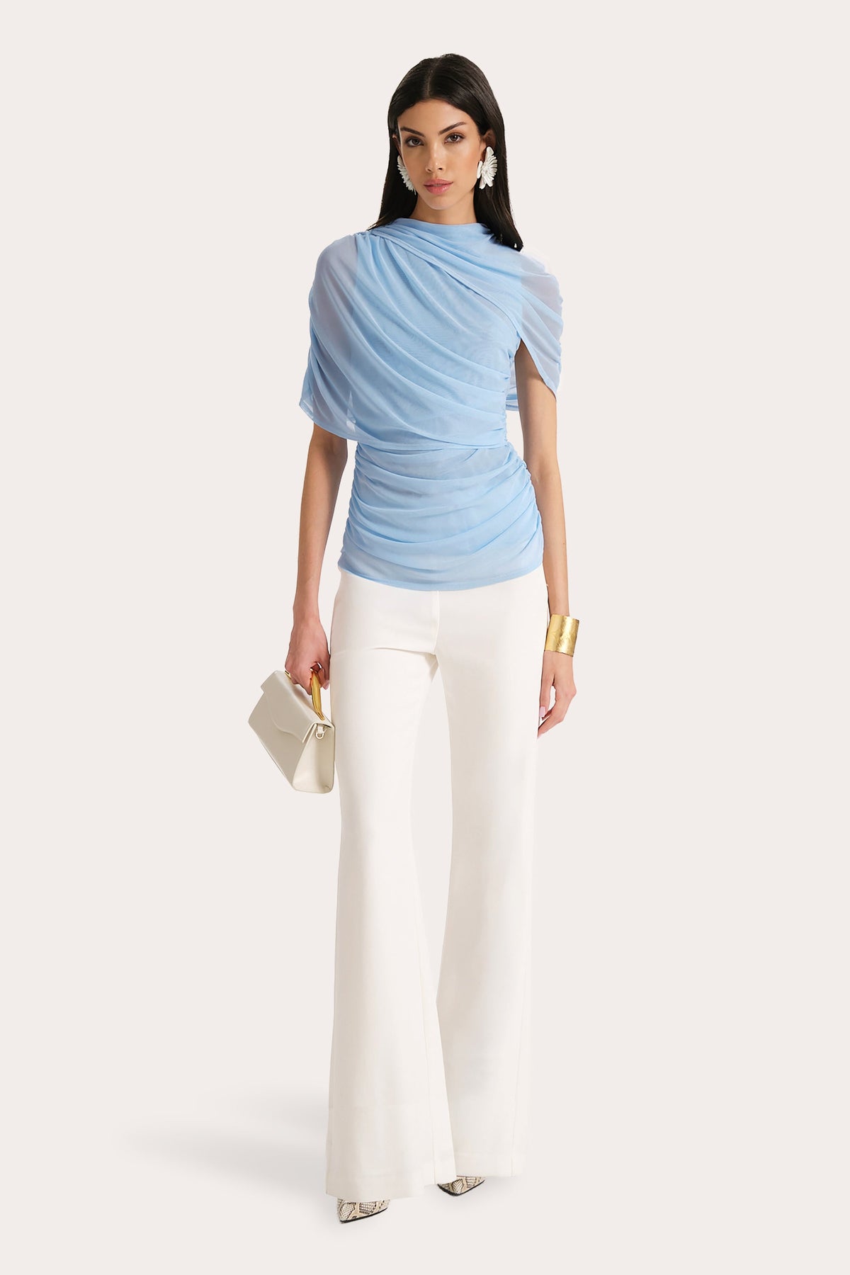 Elie Tahari Gaia Draped Mesh Top