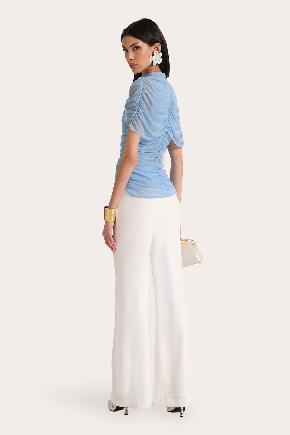 Elie Tahari Gaia Draped Mesh Top