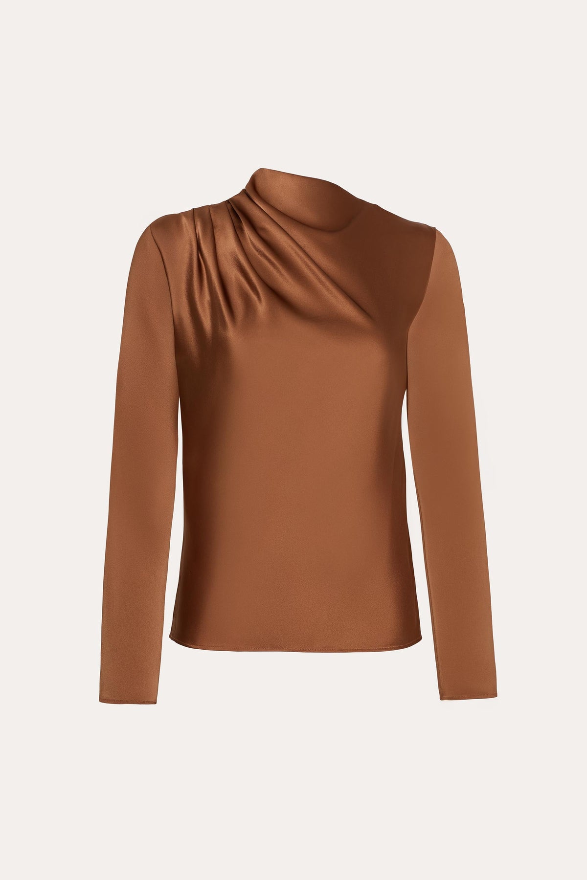 Elie Tahari Leah Silk Charmeuse Ruched Long Sleeve Shirt