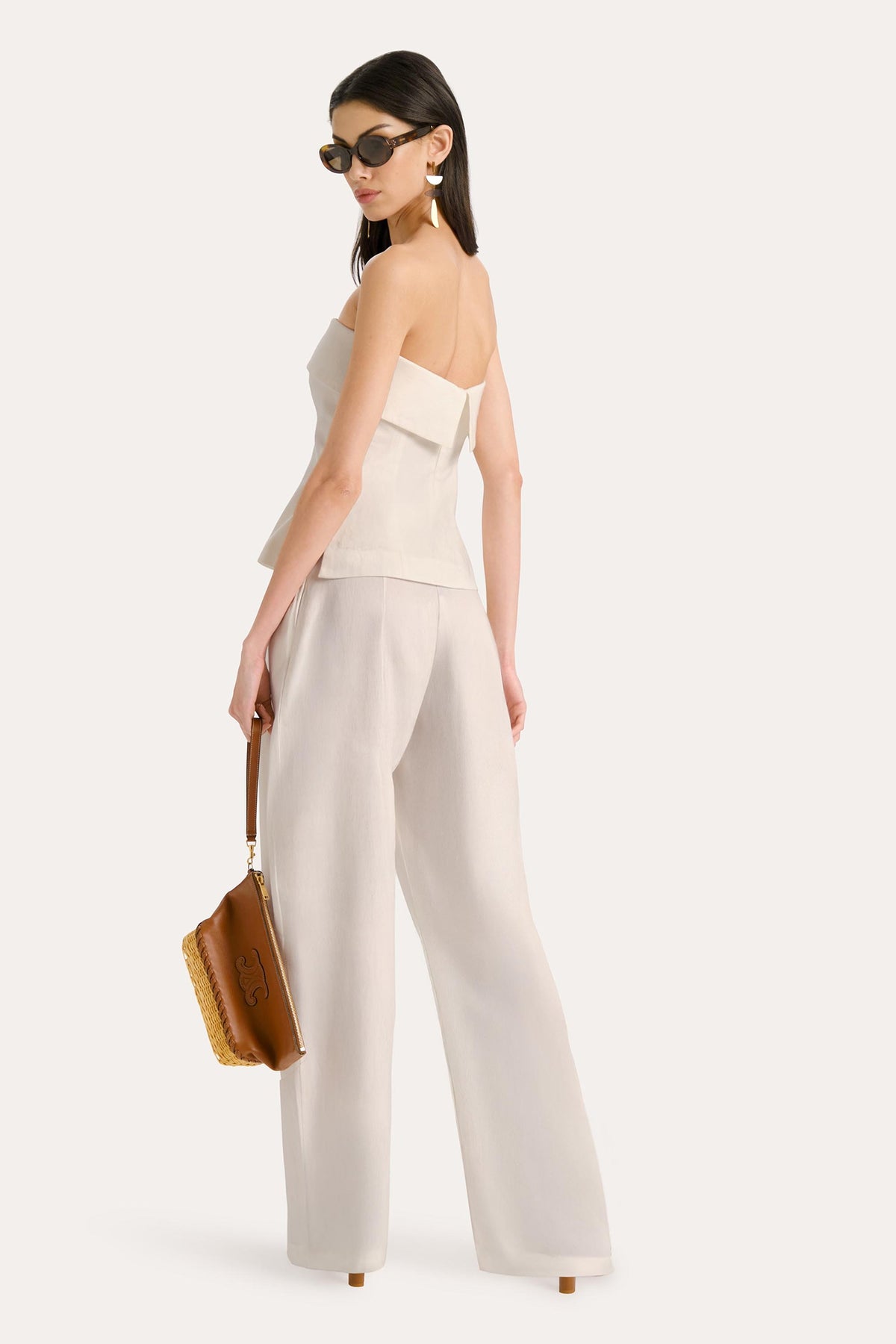 Elie Tahari Linda Linen Foldover Top
