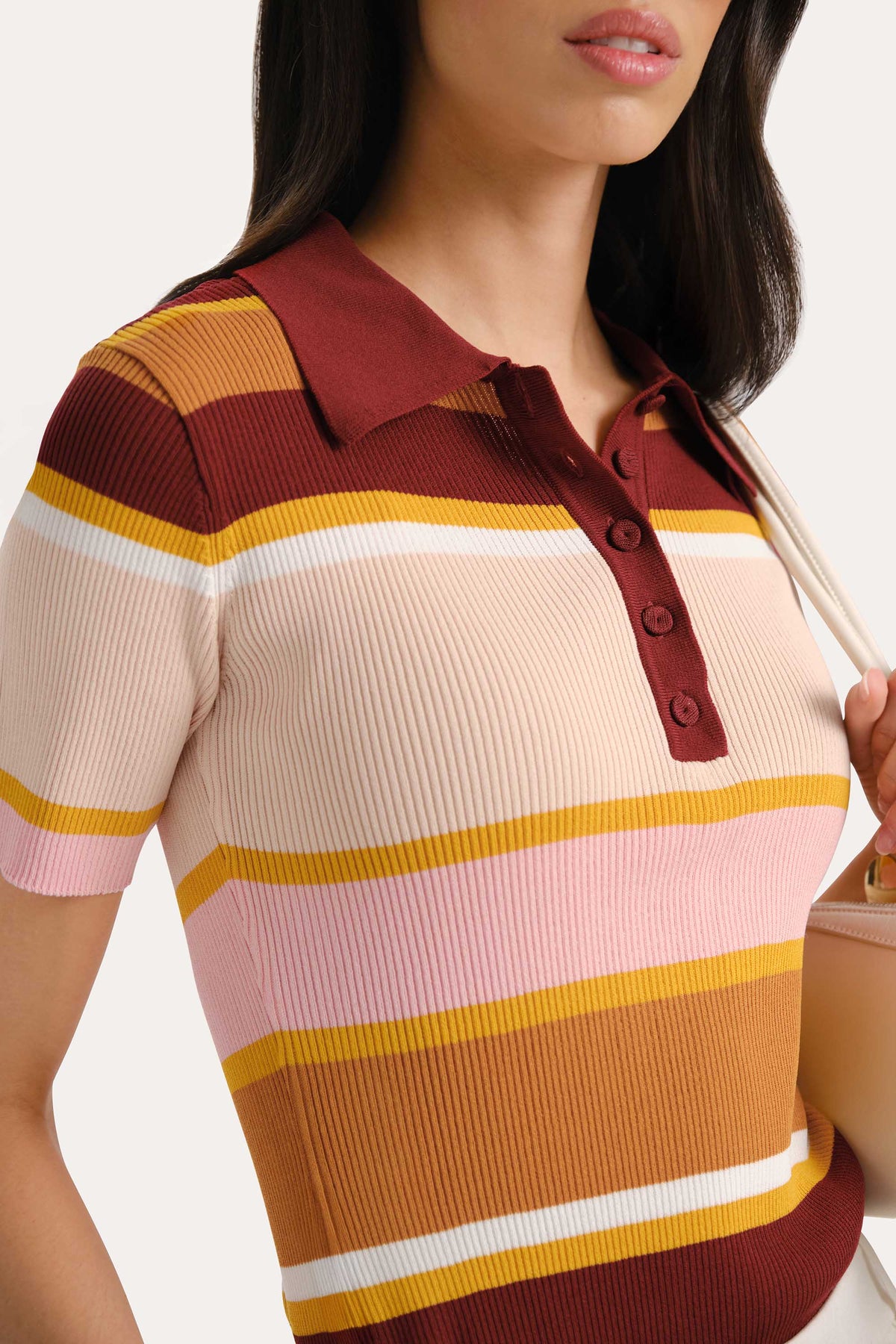 Elie Tahari Sylvie Striped Polo Shirt