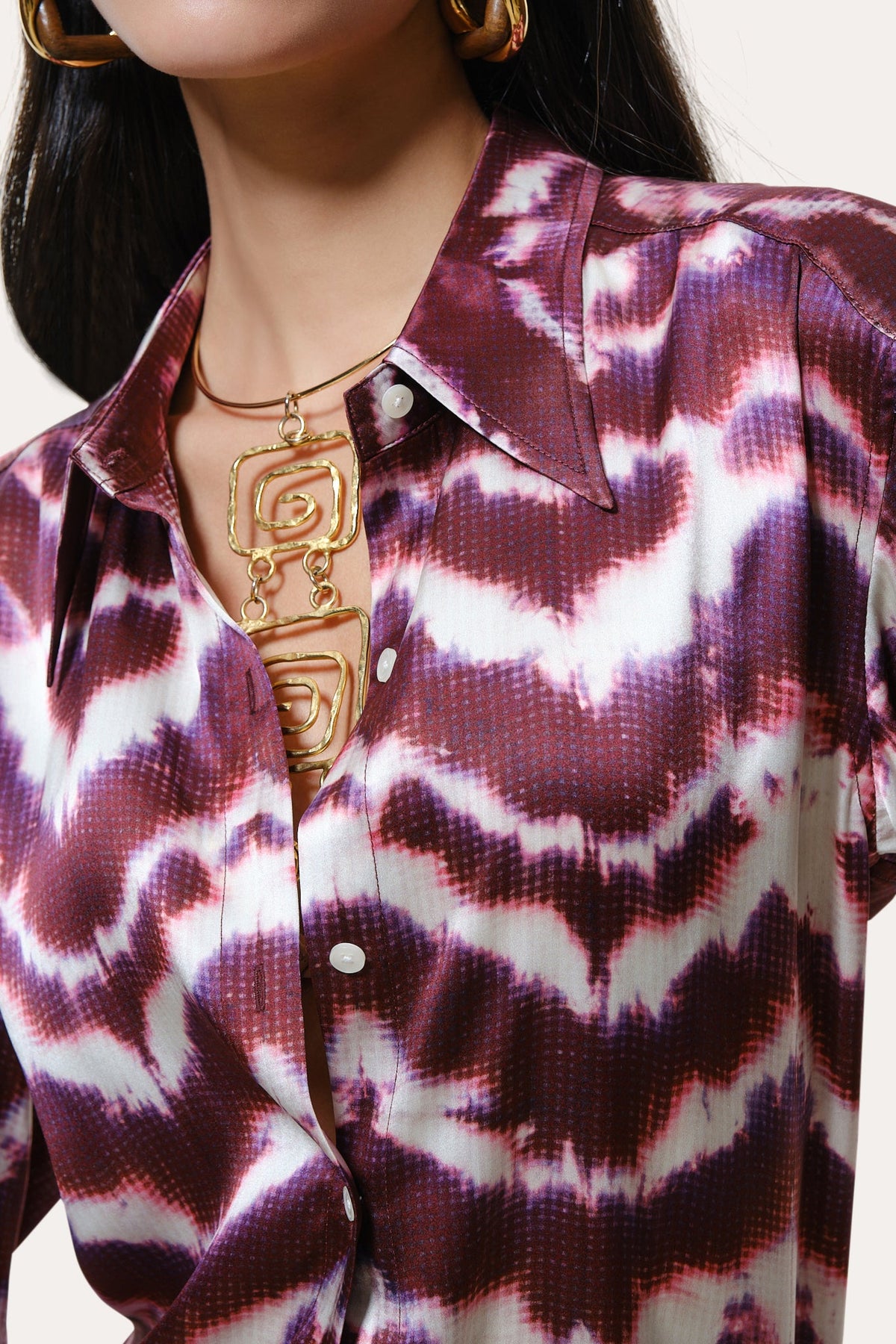 Elie Tahari Lila Ikat Silk Button Down
