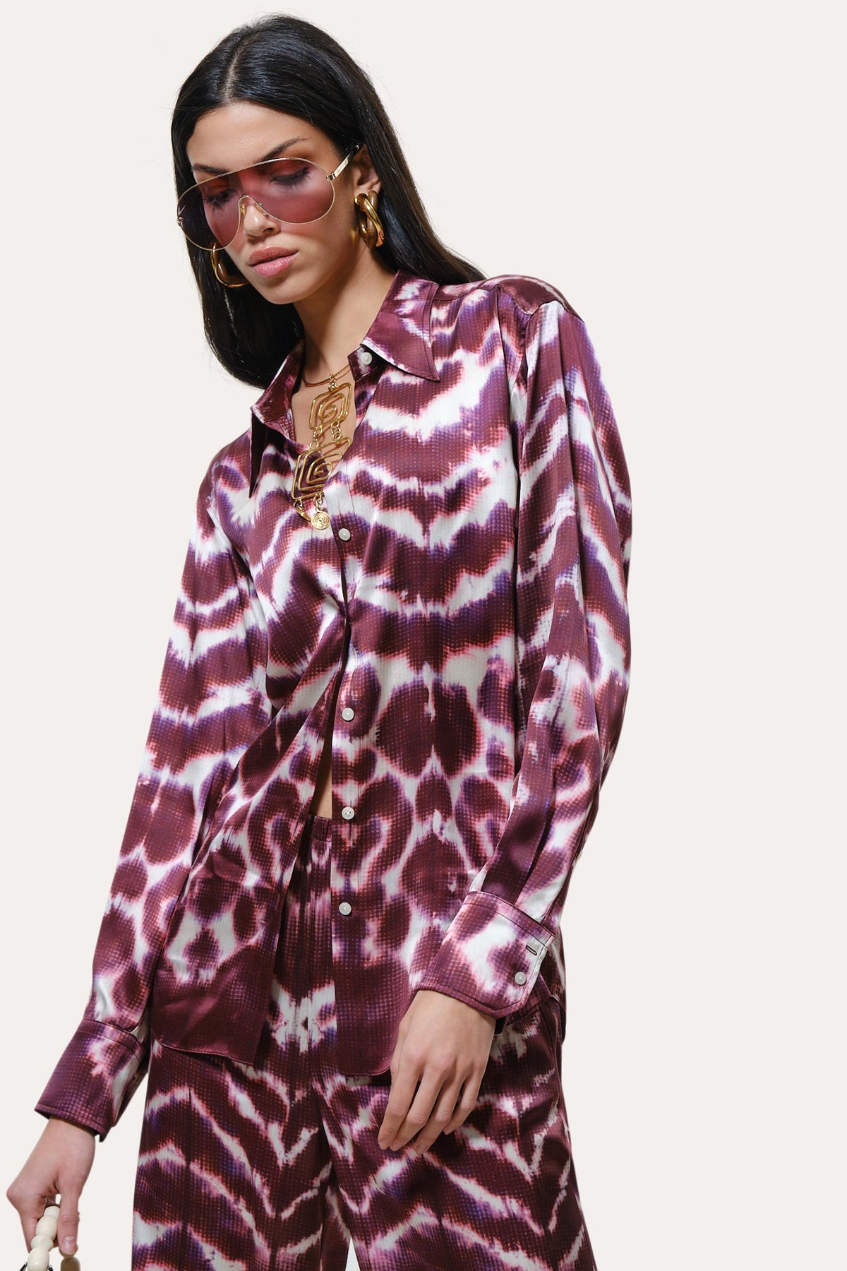 Elie Tahari Lila Ikat Silk Button Down