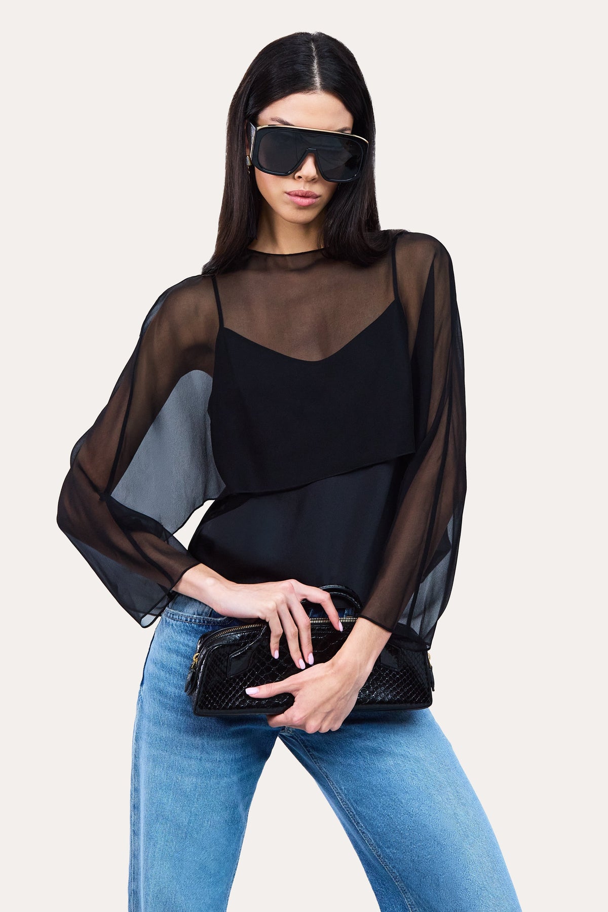 Elie Tahari Sienna Silk Overlay Blouse