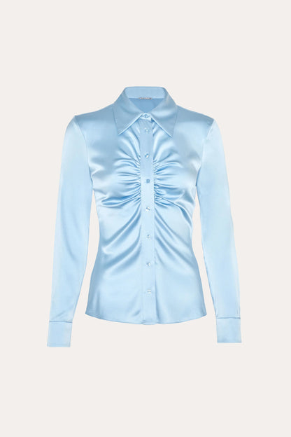 Elie Tahari Anya Silk Charmeuse Ruched Shirt