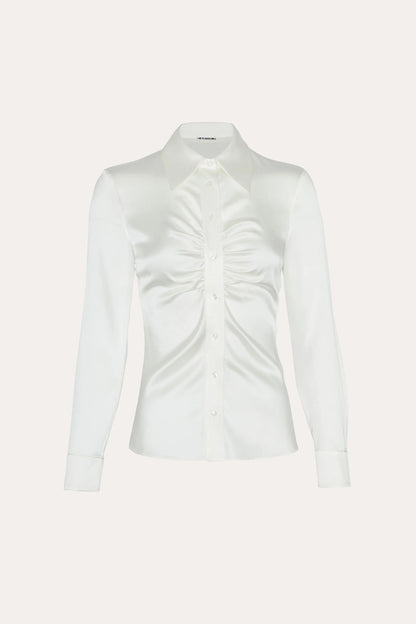 Elie Tahari Anya Silk Charmeuse Ruched Shirt