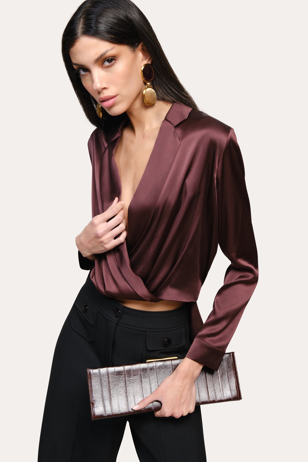 Elie Tahari Violette Silk Satin Blouse