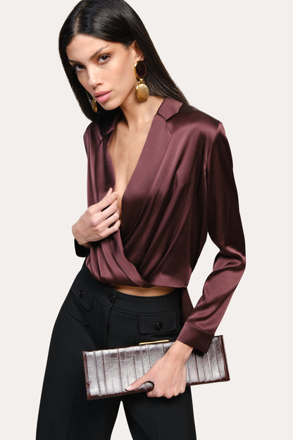 Elie Tahari Violette Silk Satin Blouse