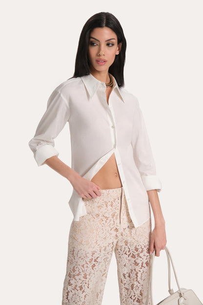 Elie Tahari Mari Cotton Poplin Button Down