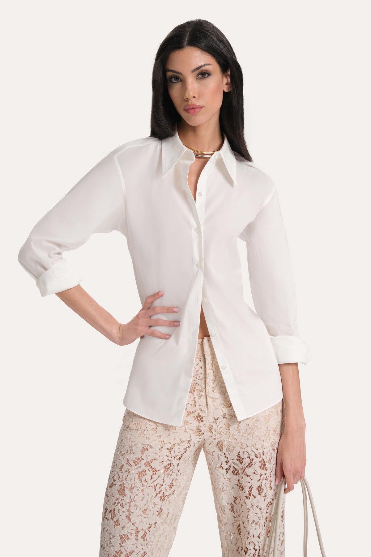 Elie Tahari Mari Cotton Poplin Button Down