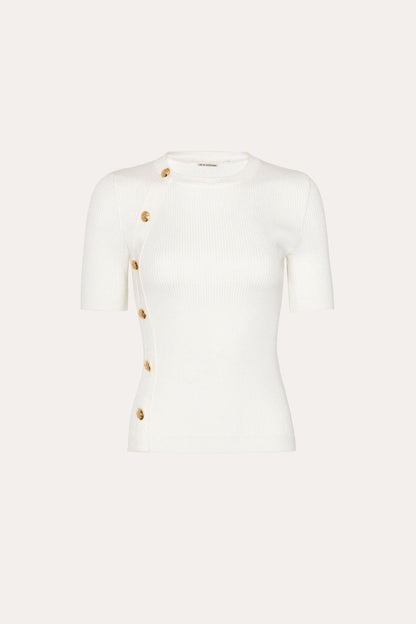 Elie Tahari Daphne Ribbed Short Sleeve Top