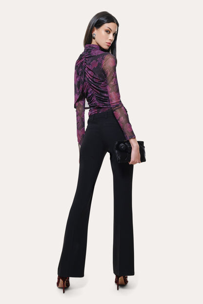 Elie Tahari Georgia Ruched Mesh Top