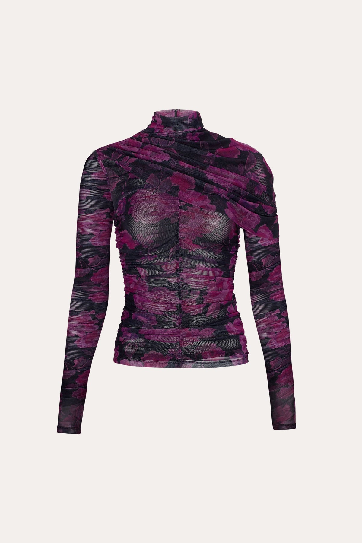 Elie Tahari Georgia Ruched Mesh Top