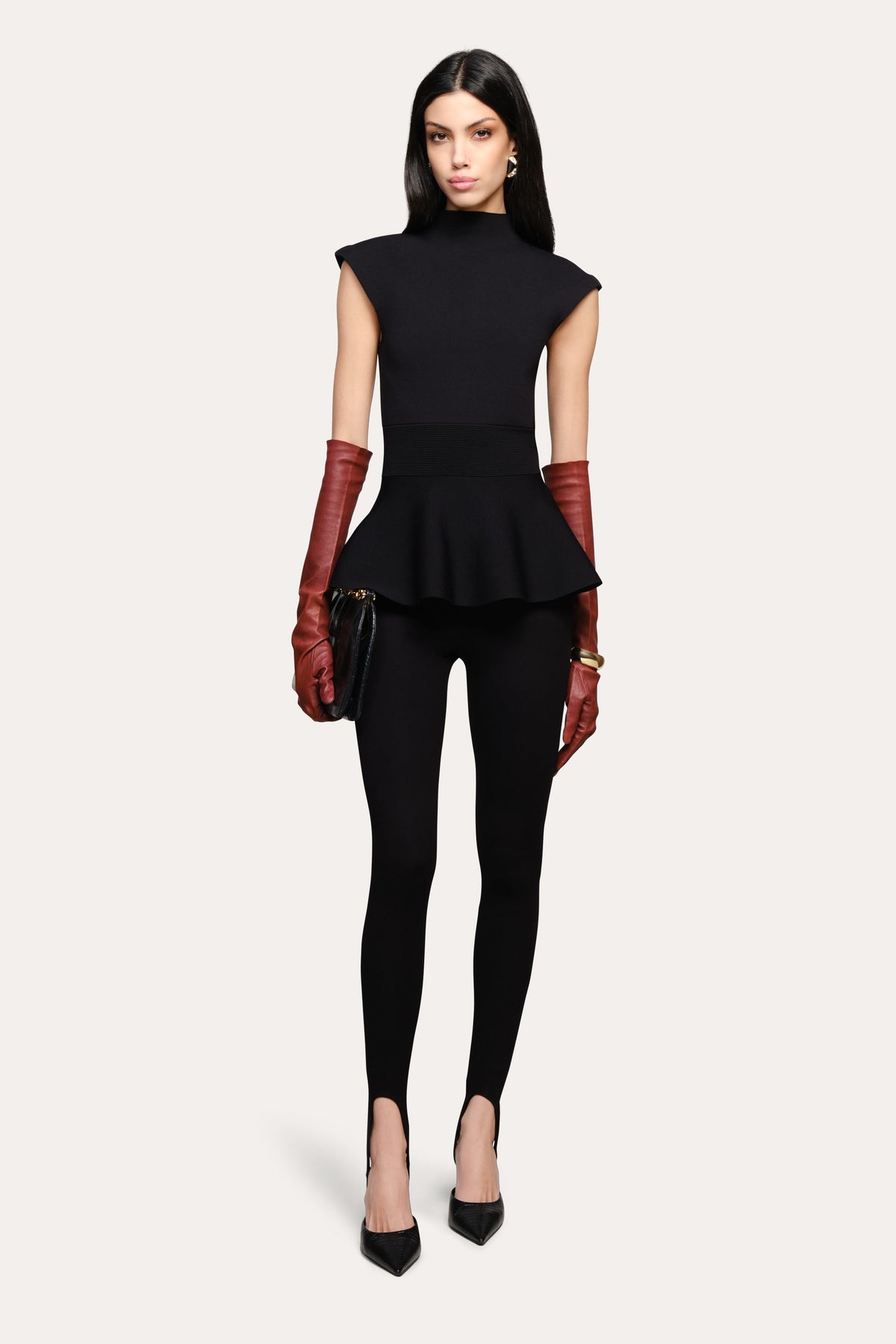 Elie Tahari Siena Milano Sculpt Peplum Top