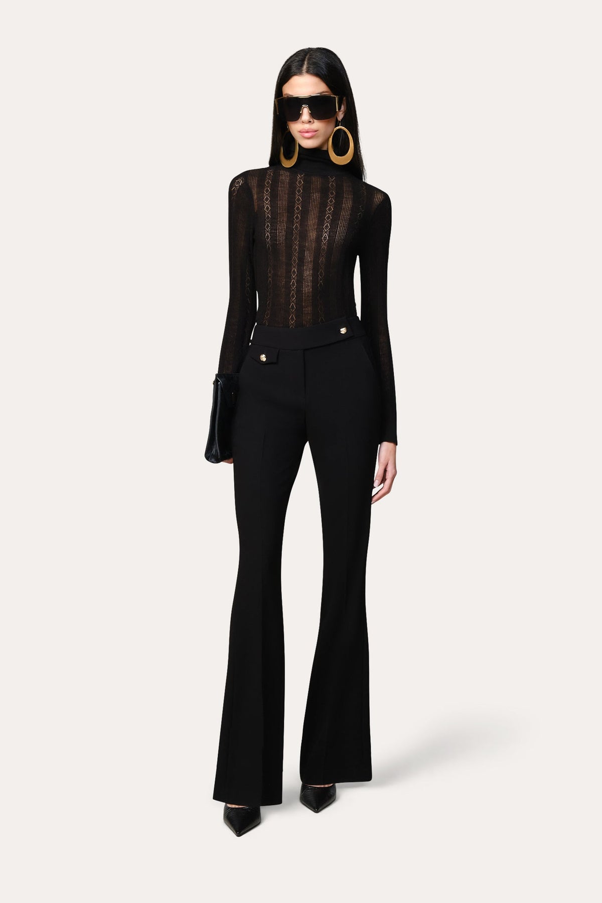 Elie Tahari Silk Pointelle Turtleneck Sweater