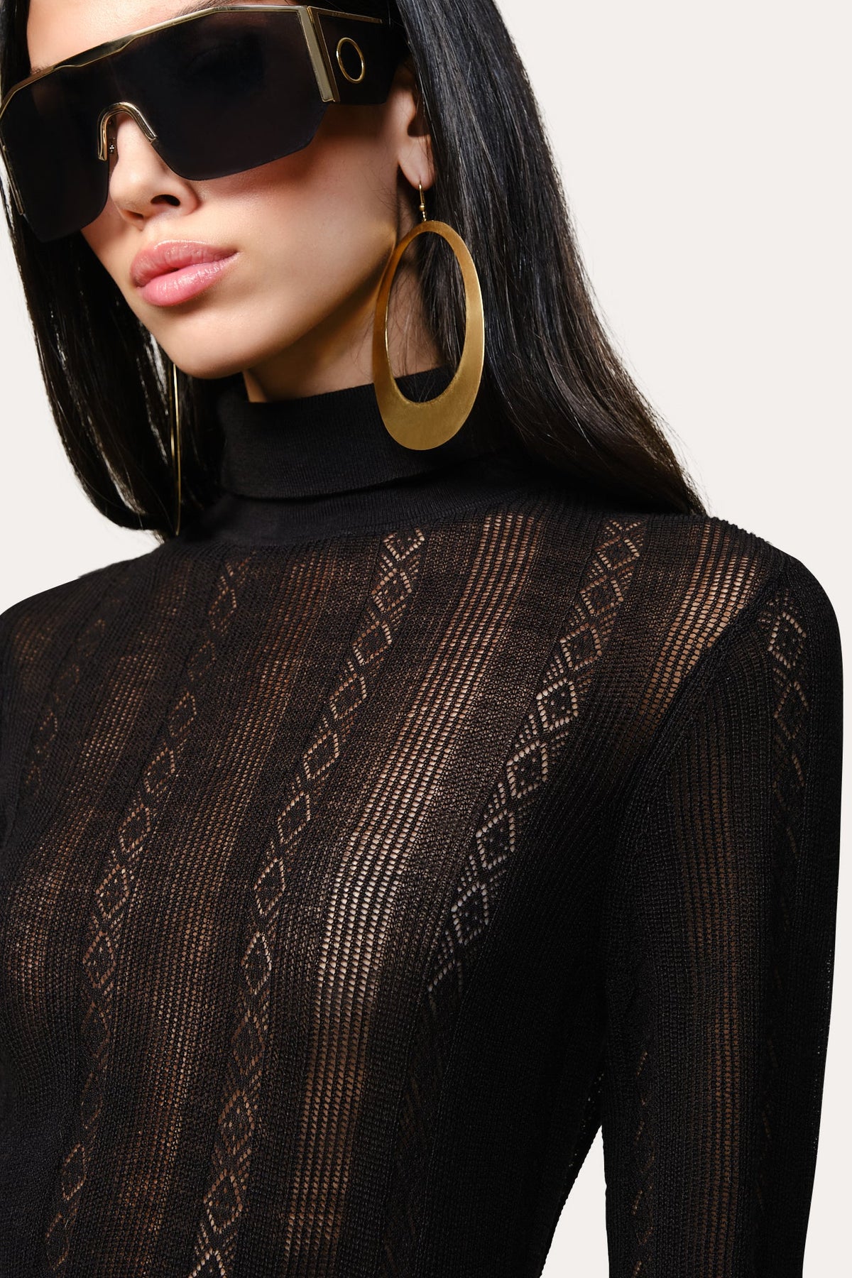 Elie Tahari Silk Pointelle Turtleneck Sweater