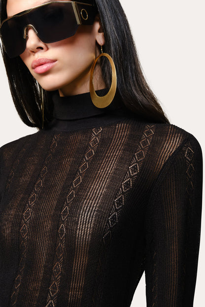 Elie Tahari Silk Pointelle Turtleneck Sweater