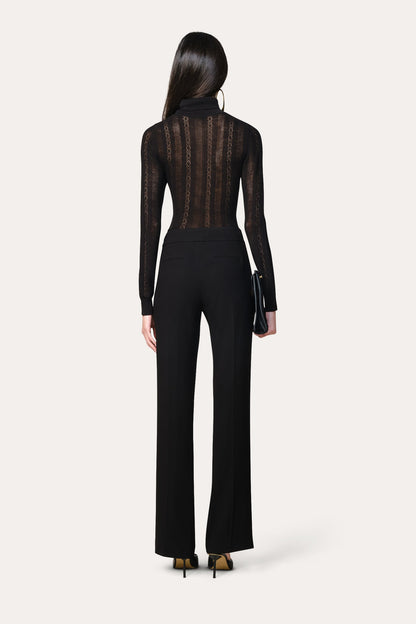 Elie Tahari Silk Pointelle Turtleneck Sweater