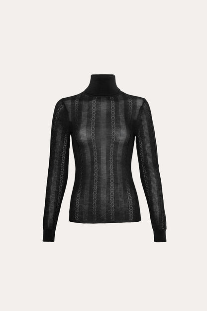 Elie Tahari Silk Pointelle Turtleneck Sweater