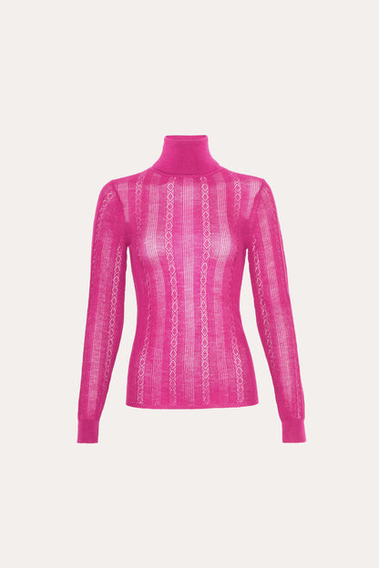 Elie Tahari Silk Pointelle Turtleneck Sweater