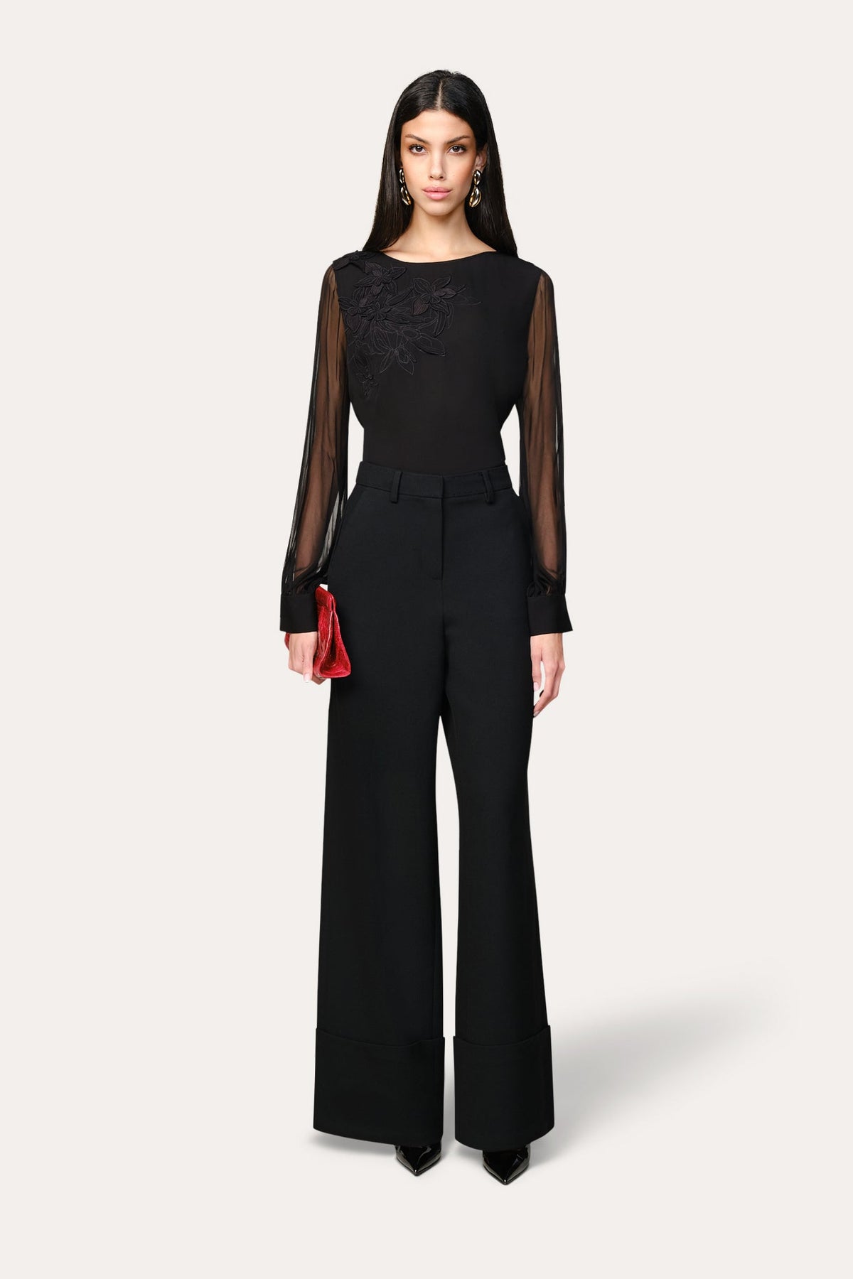 Elie Tahari Applique Silk Shirt