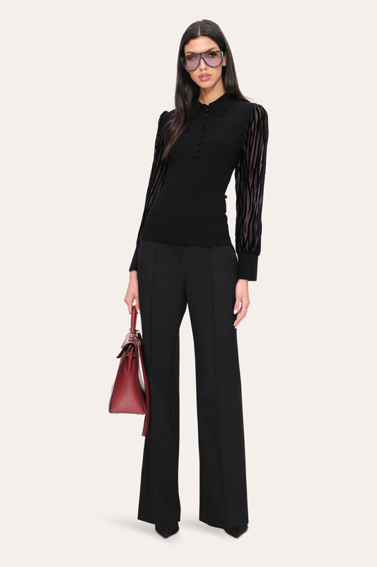 Elie Tahari Burnout Polo Sweater