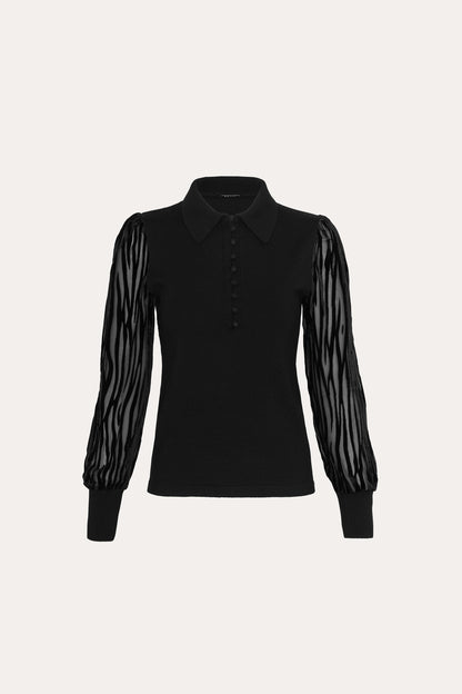 Elie Tahari Burnout Polo Sweater