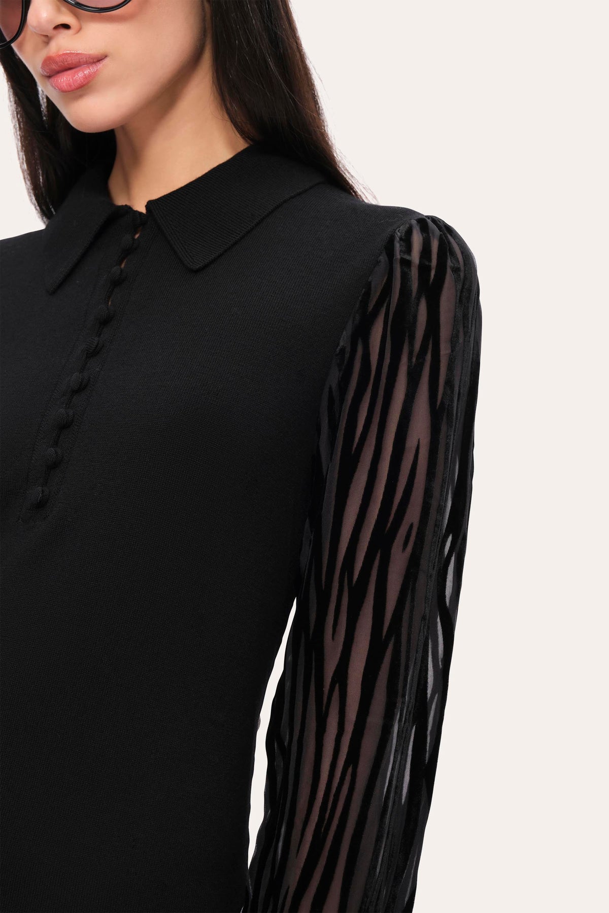 Elie Tahari Burnout Polo Sweater