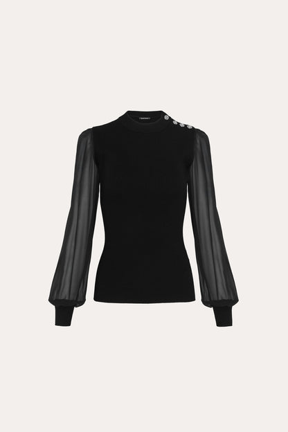 Elie Tahari Chiffon Sleeve Knit