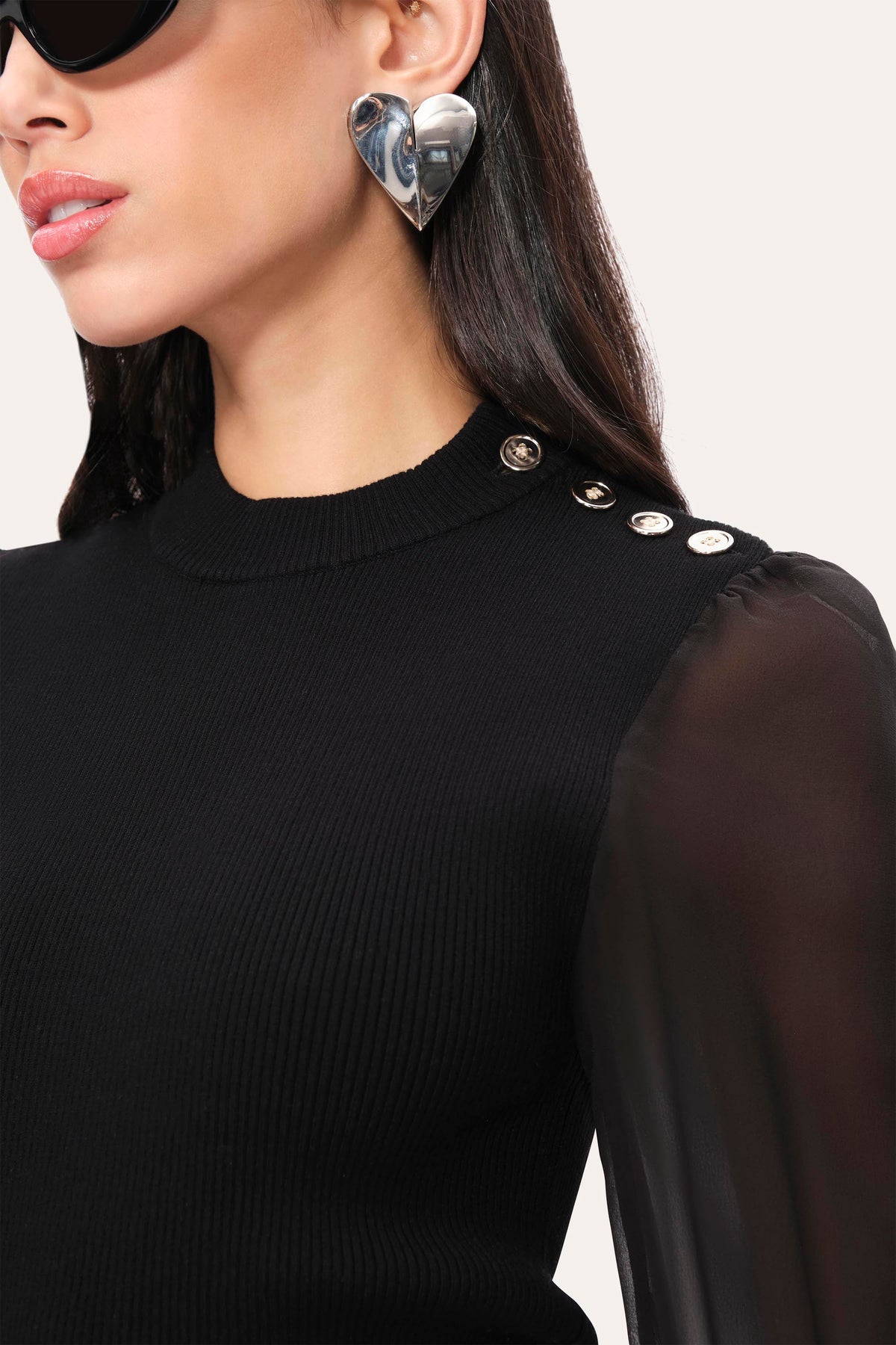 Elie Tahari Chiffon Sleeve Knit