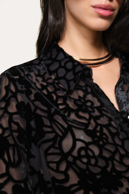 Elie Tahari Silk Devoré Blouse