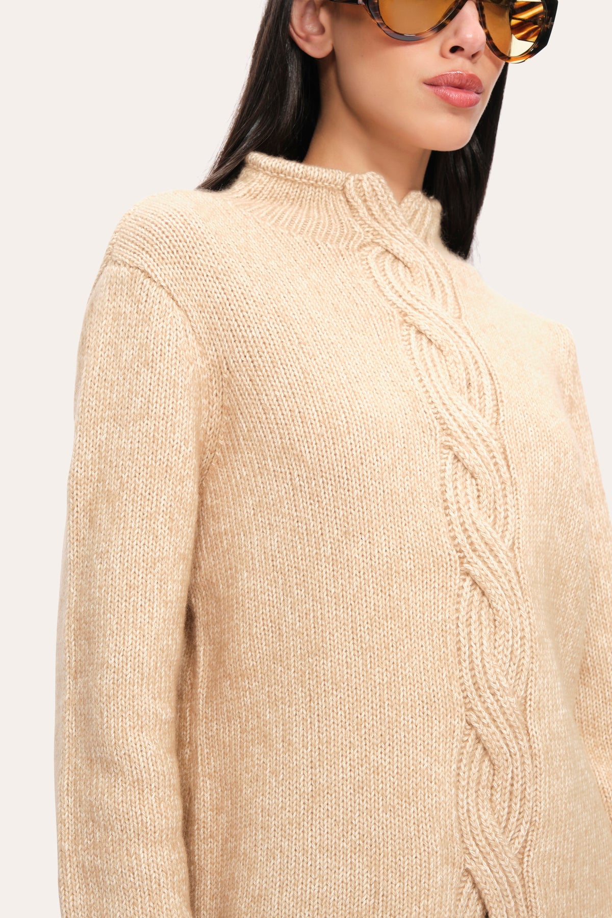 Elie Tahari Cable Cotton Wool Sweater