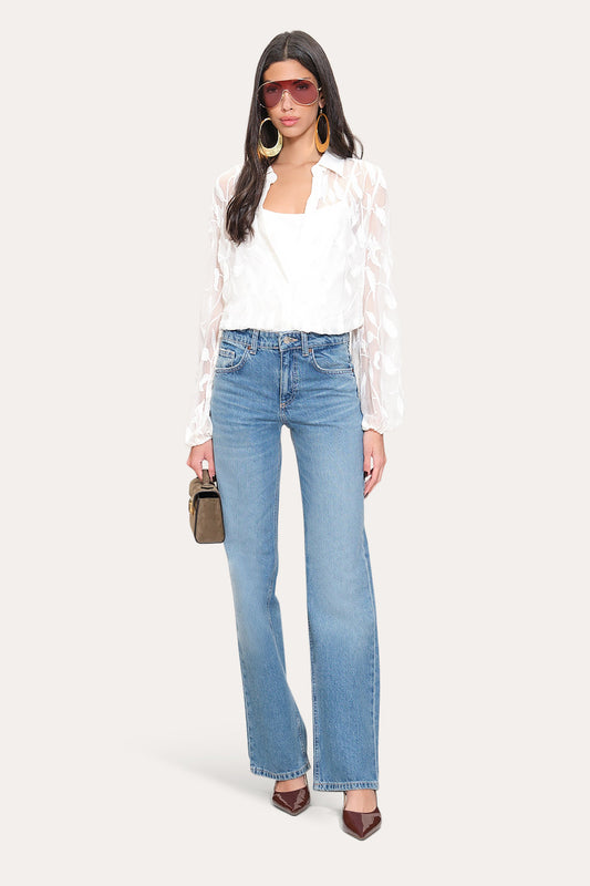 Elie Tahari Embroidered Chiffon Shirt