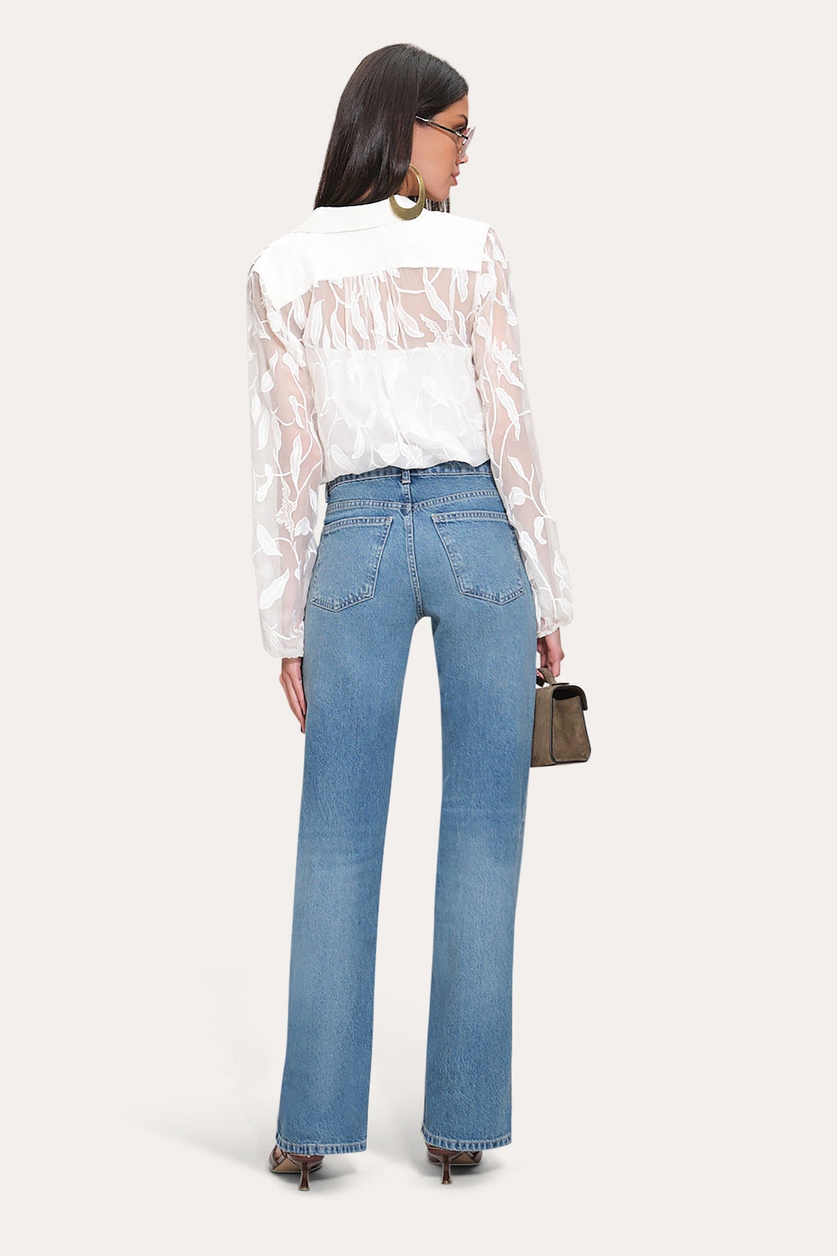 Elie Tahari Embroidered Chiffon Shirt