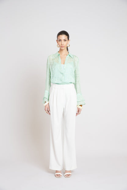 Elie Tahari Silk Plaid Jacquard Shirt