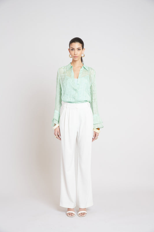 Elie Tahari Silk Plaid Jacquard Shirt