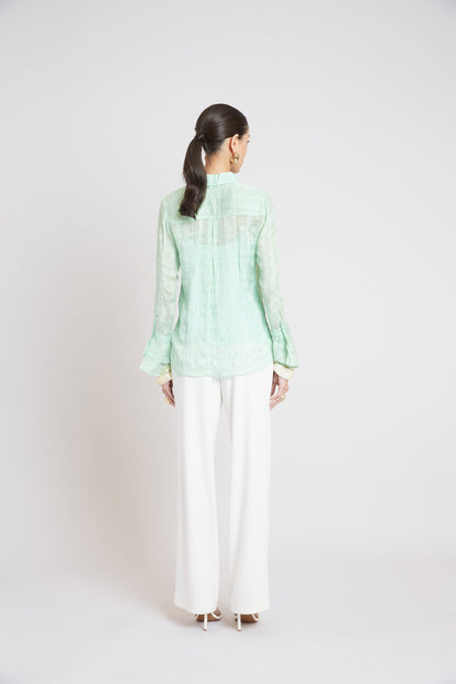 Elie Tahari Silk Plaid Jacquard Shirt