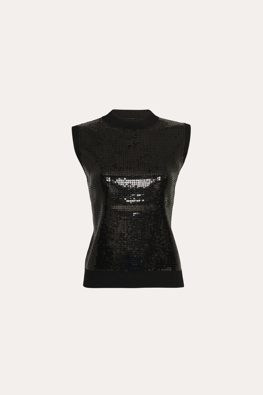 Elie Tahari Sleeveless Pave Sequin Sweater