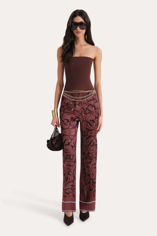 Elie Tahari Naya Charmeuse Coral Print Pants