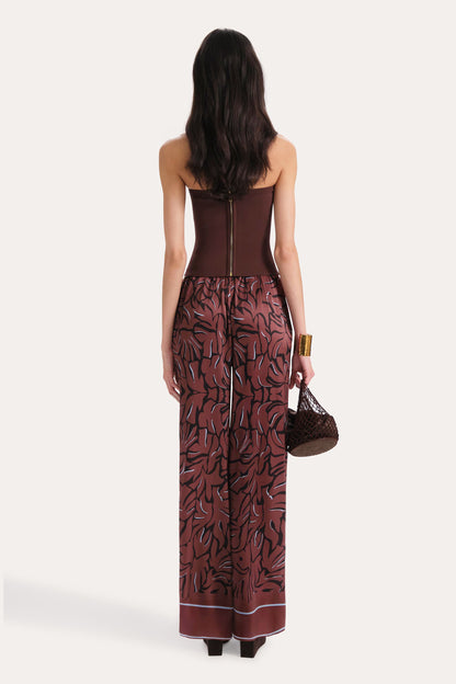 Elie Tahari Naya Charmeuse Coral Print Pants