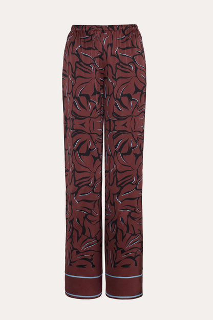 Elie Tahari Naya Charmeuse Coral Print Pants