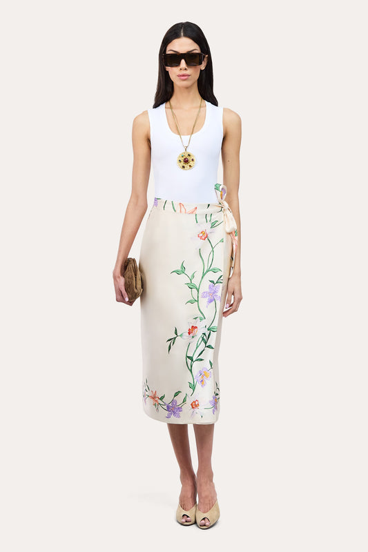 Elie Tahari Frances Floral Silk Midi Skirt