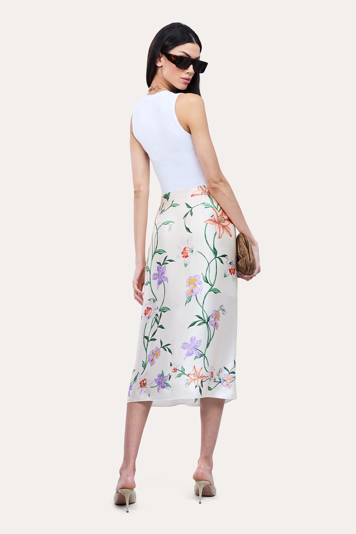 Elie Tahari Frances Floral Silk Midi Skirt
