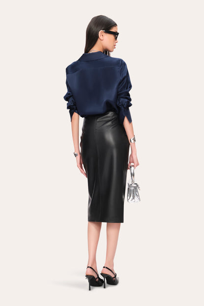 Elie Tahari Vegan Leather Twist Skirt