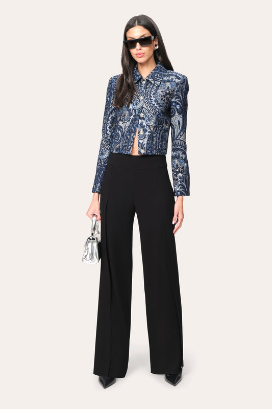 Elie Tahari Crepe Overlay Slit Pant