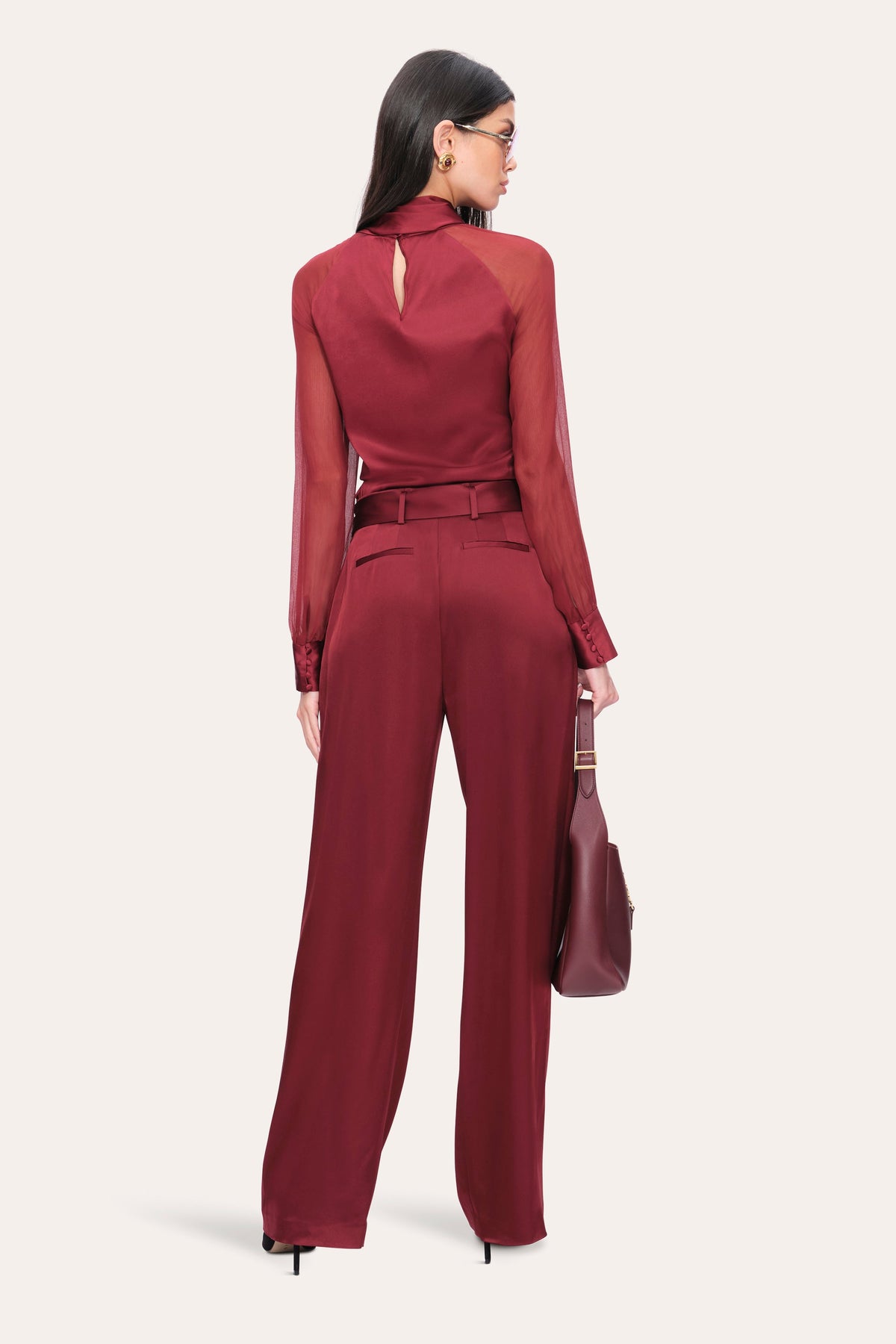 Elie Tahari Satin Belted Pant